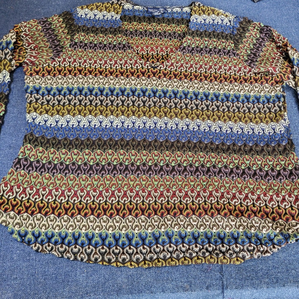 VTG Venezia Jeans Clothing Co 22/24 Multicolor Crochet Knit Bell Sleeve USA Made
